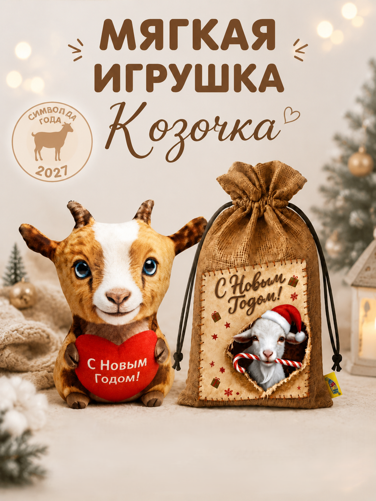 Мягкая игрушка Штучки к которым тянутся ручки коза - фото 3