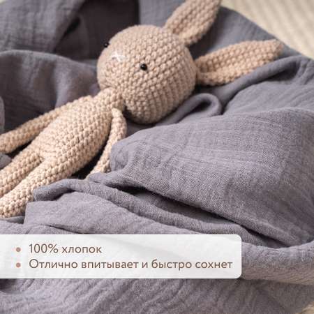 Комплект пеленок муслиновых 100х130 Perina Грибы/Серый