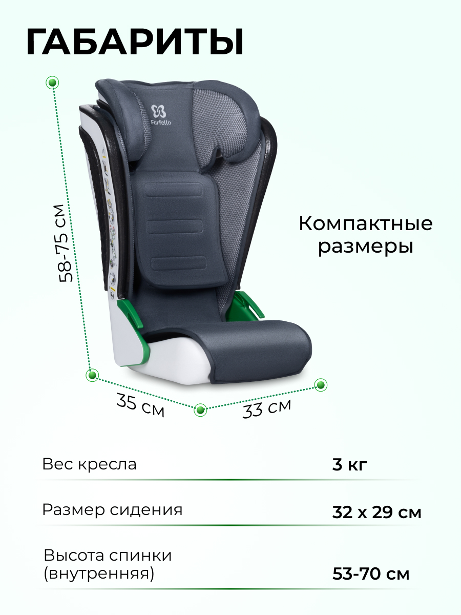Автокресло Farfello YKO-968 2/3 (15-36 кг) серый - фото 4
