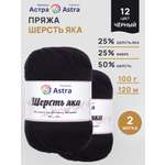 Пряжа Astra Premium Шерсть яка Yak wool теплая мягкая 100 г 120 м 12 черный 2 мотка