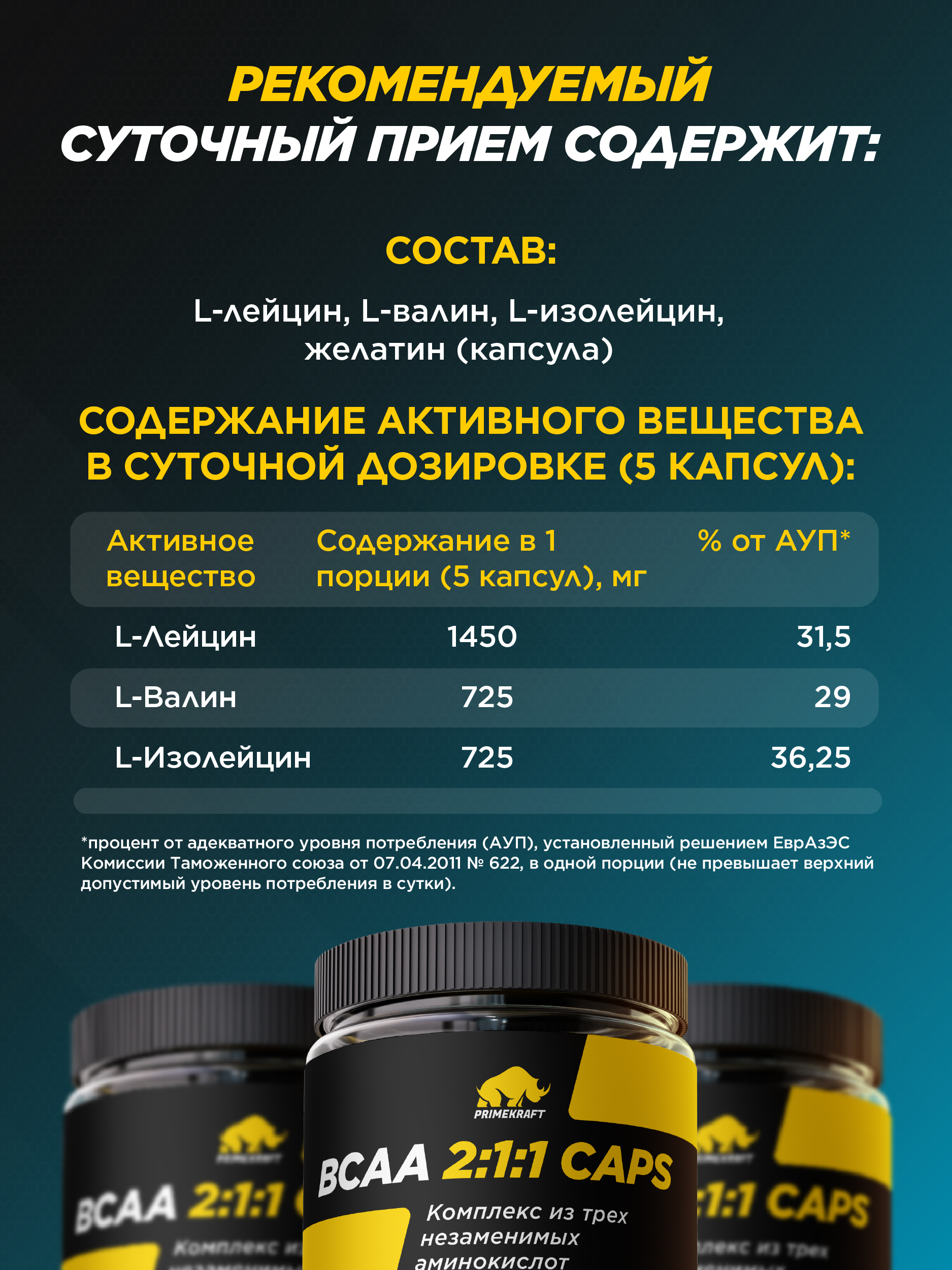 ВСАА 2:1:1 Prime Kraft 240 капсул - фото 4