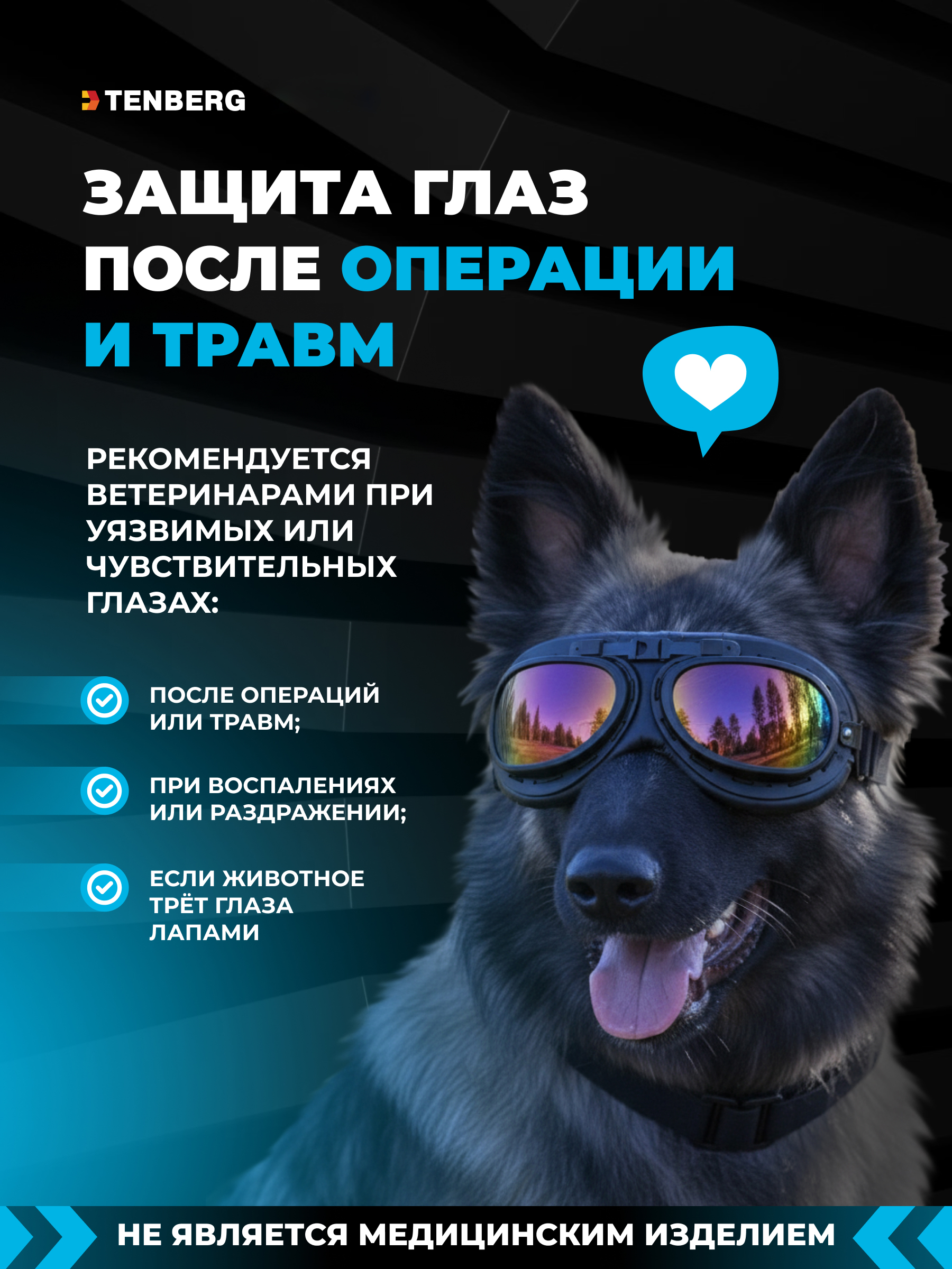 Солнцезащитные очки для собак TENBERG Barkley UV Black - фото 11