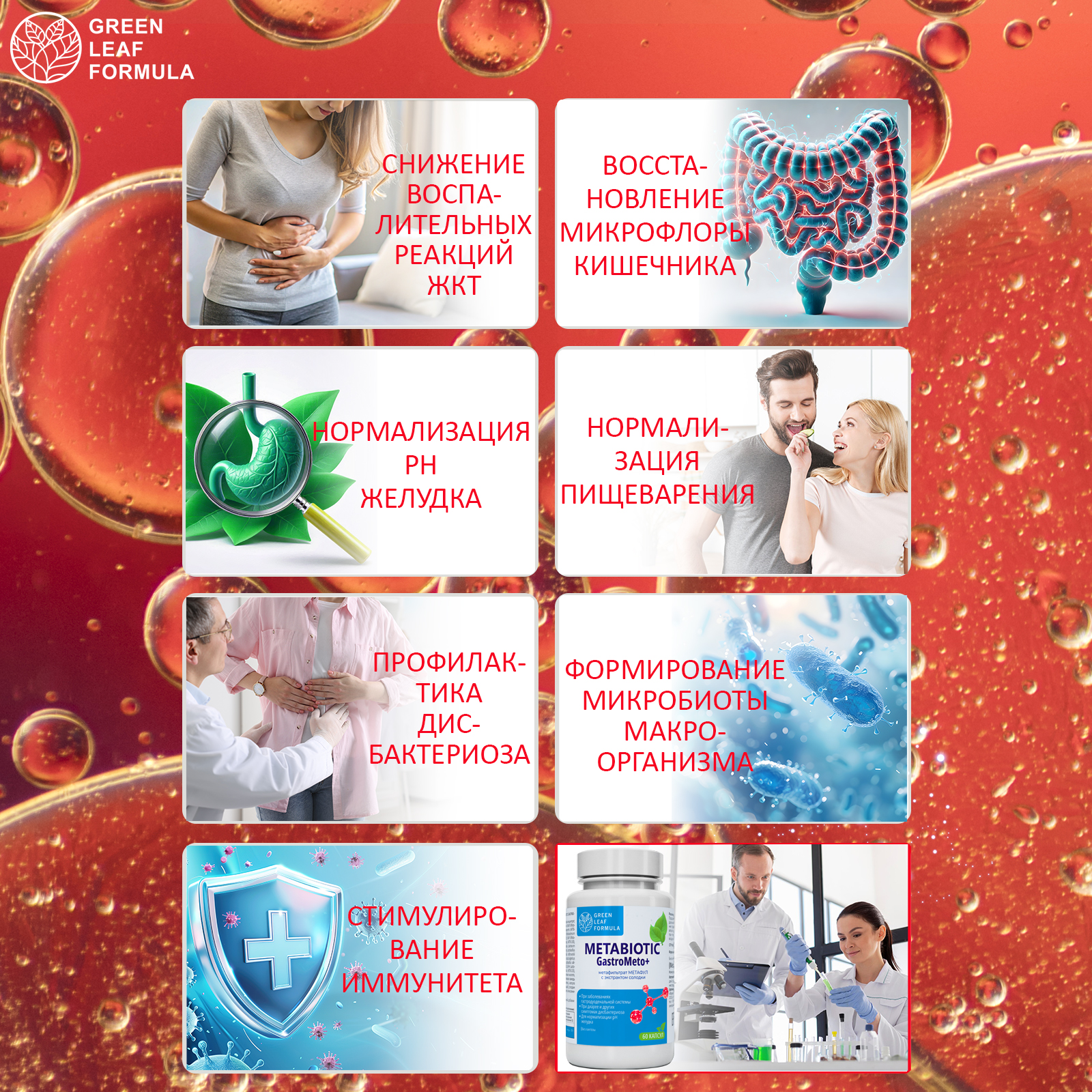 Метабиотик для восстановления микрофлоры Green Leaf Formula для желудка кишечника пищеварения - фото 7