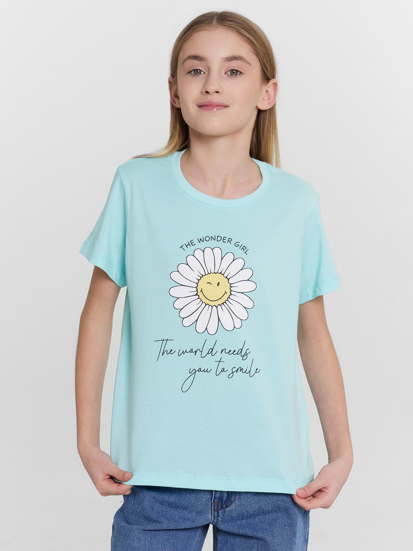 Футболка Mark Formelle (Марк Формэль) 117835/голубой +печать - фото 1