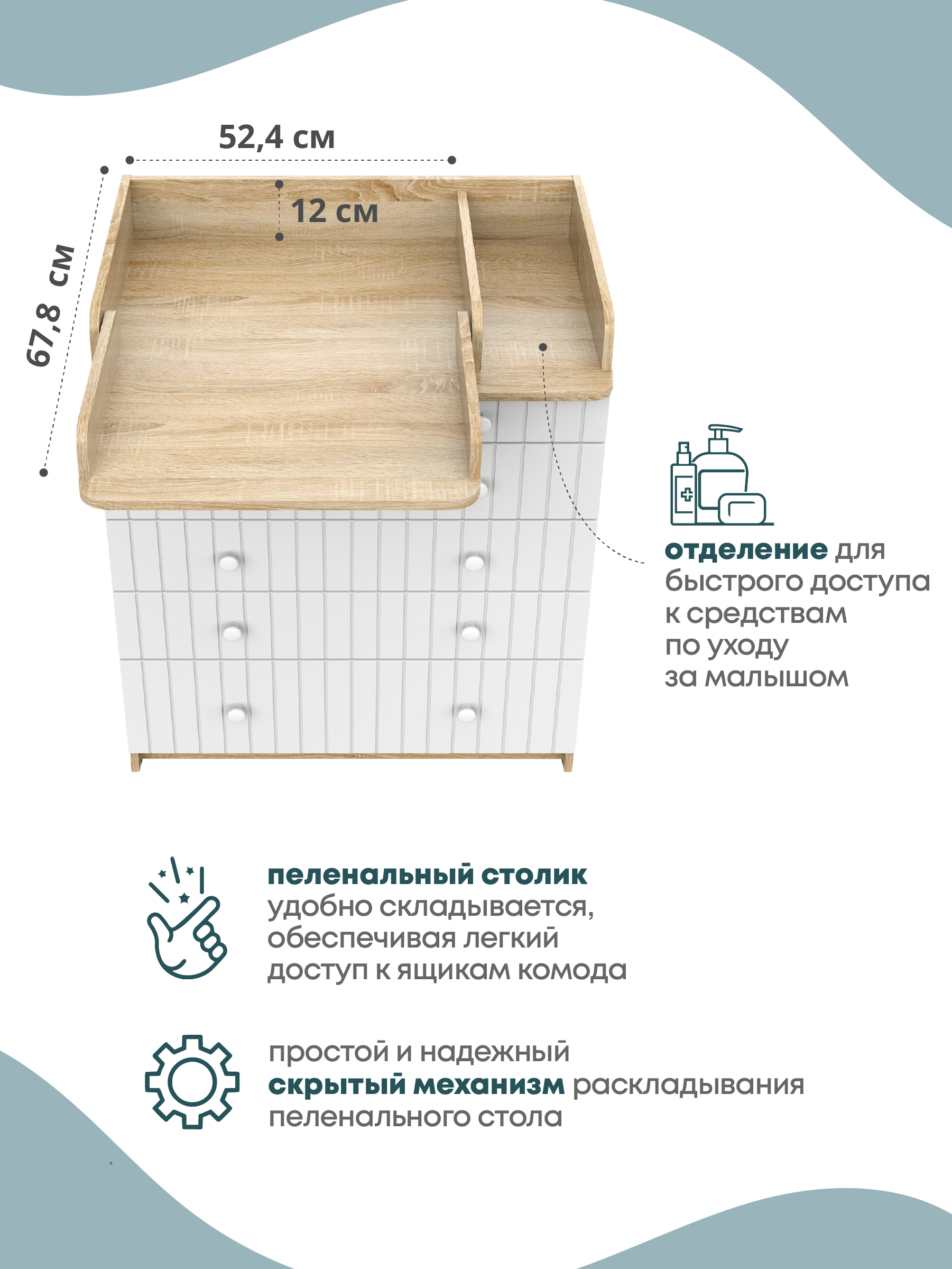 Комод пеленальный Атон Maks Line дуб сонома-белый - фото 3