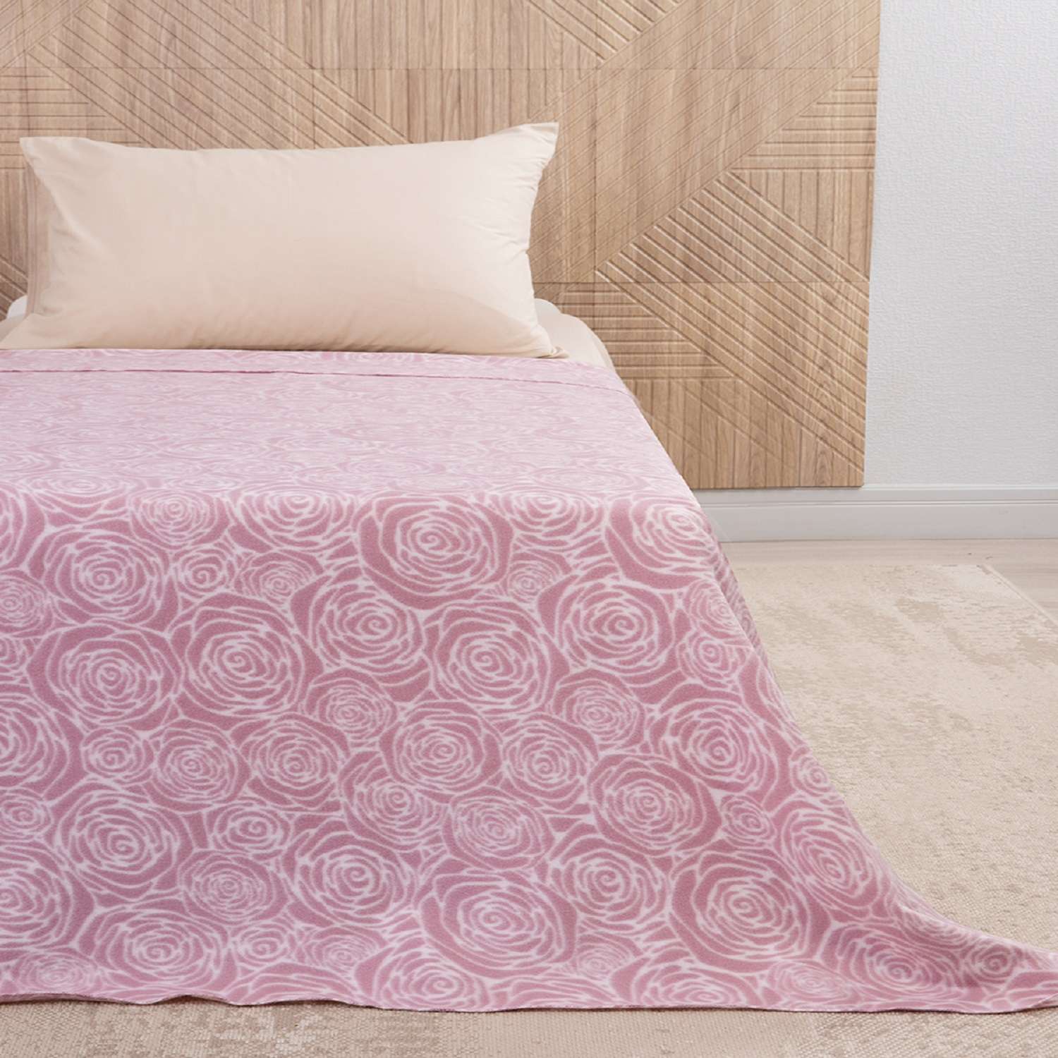 Плед TESSOLO HOME Роза пыльная 130 x 170 см флис - фото 3