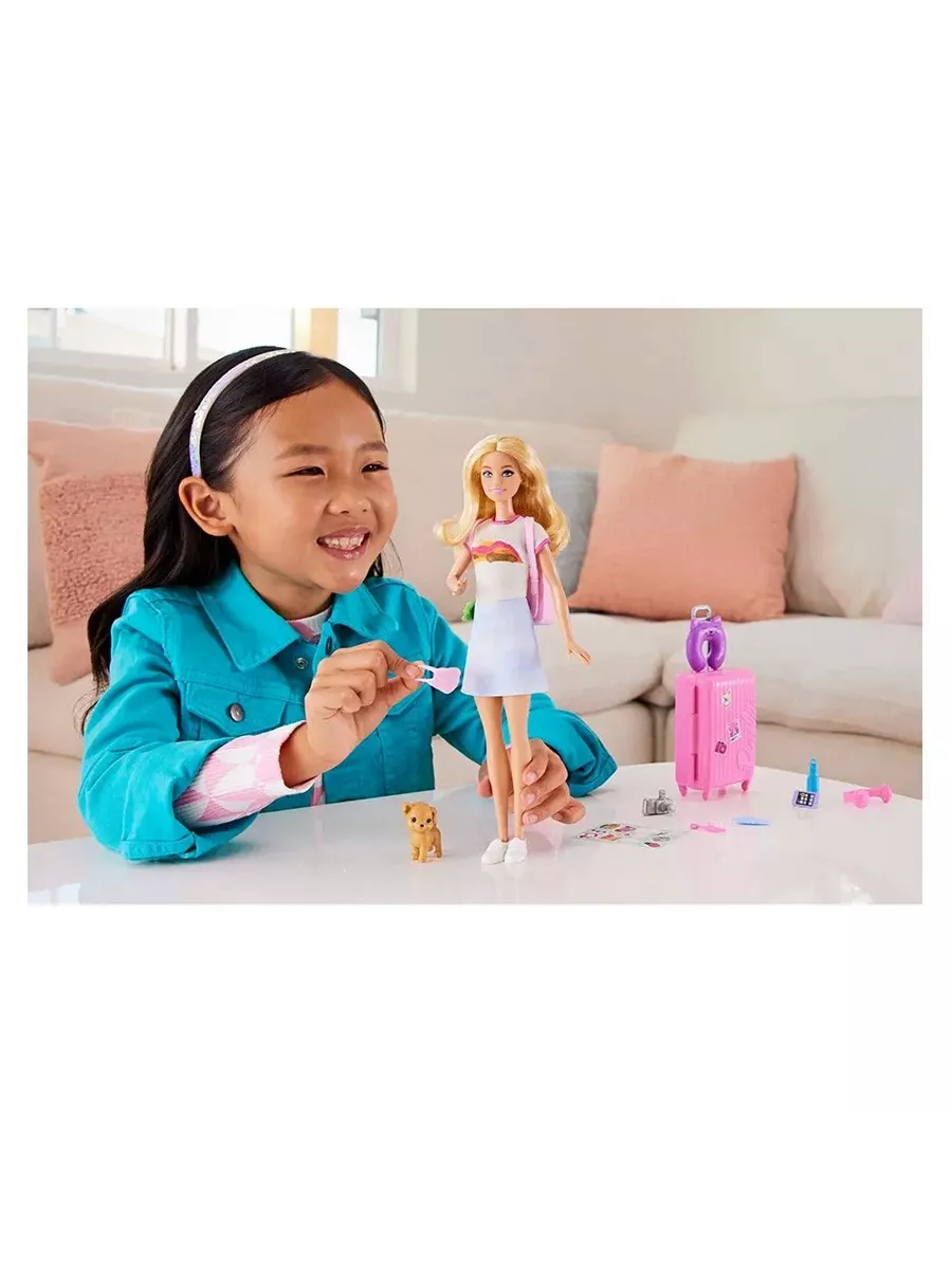 Кукла модельная Barbie Дорожный набор со Щенком 113079 - фото 6