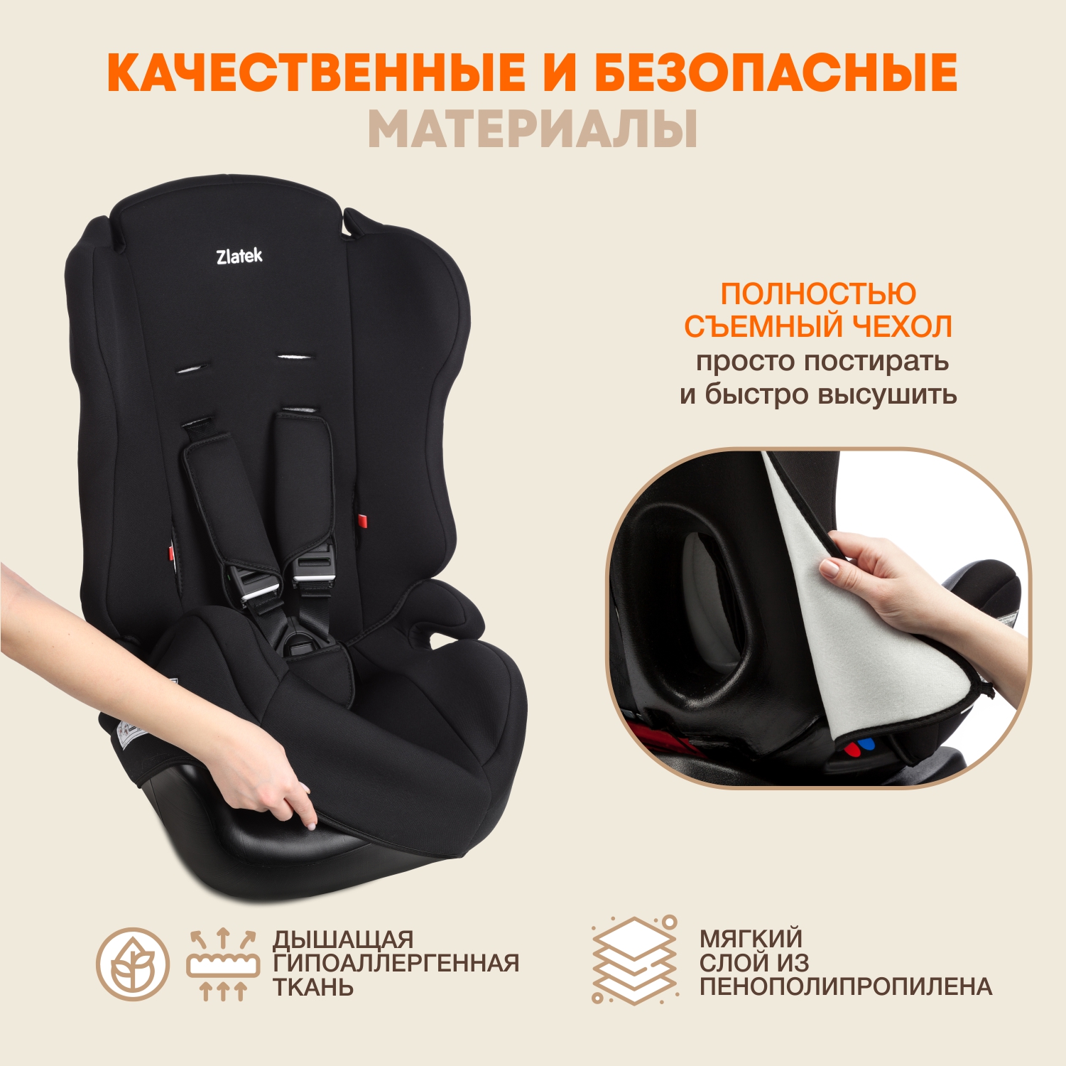 Автокресло ZLATEK Basic 1/2/3 (9-36 кг) черный - фото 5