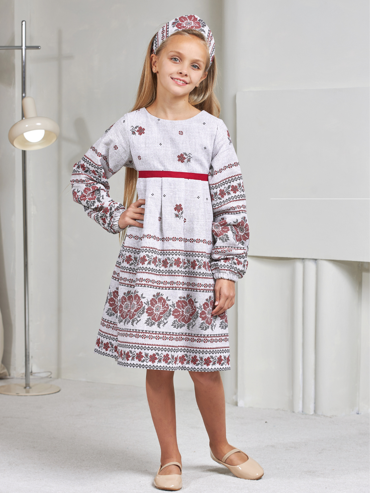 Платье MOUN платье_рогожка_дл/р_орнамент/164-170 - фото 1