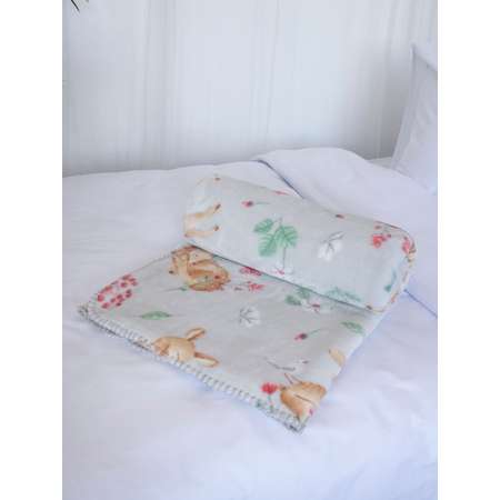 Плед для новорожденных Baby Nice MICRO FLANNEL Оленята серый 100х140