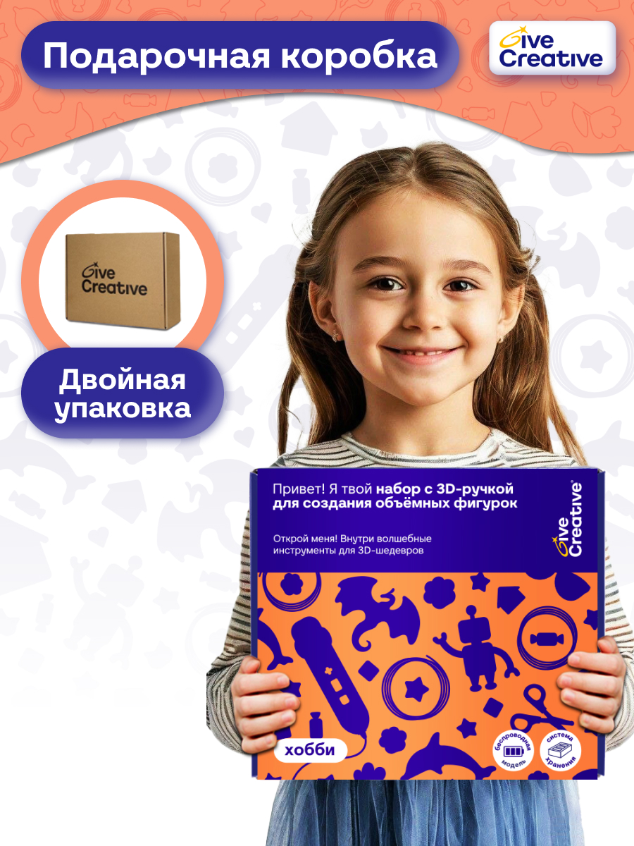 3D ручка Give Creative беспроводная с набором - фото 11