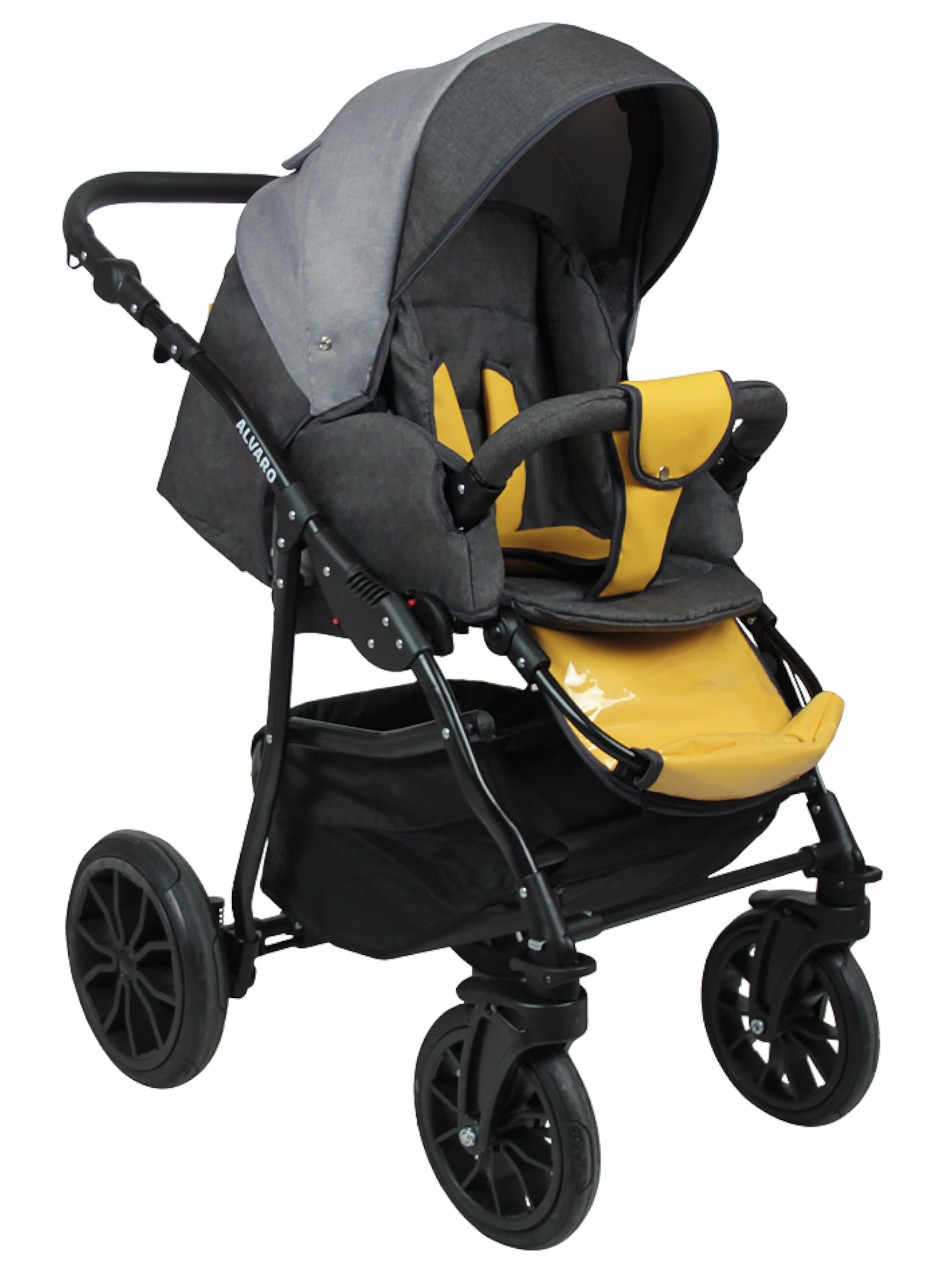 Коляска 2в1 alis Alvaro 02 серый-желтый - фото 4