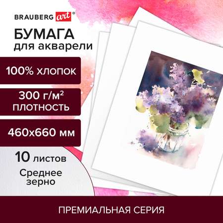 Художественная бумага Brauberg для акварели 10 лист.