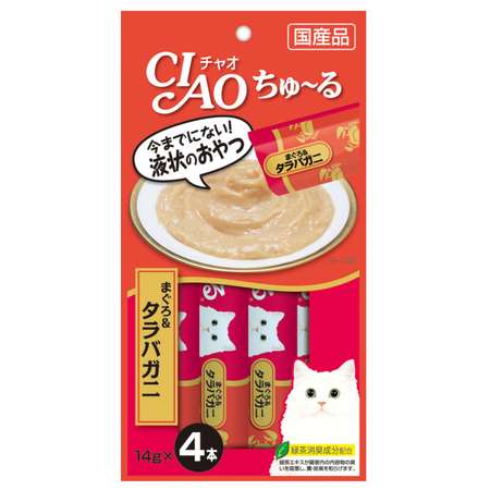 Лакомство для кошек INABA Ciao Churu тунец магуро с камчатским крабом пюре 14г*4