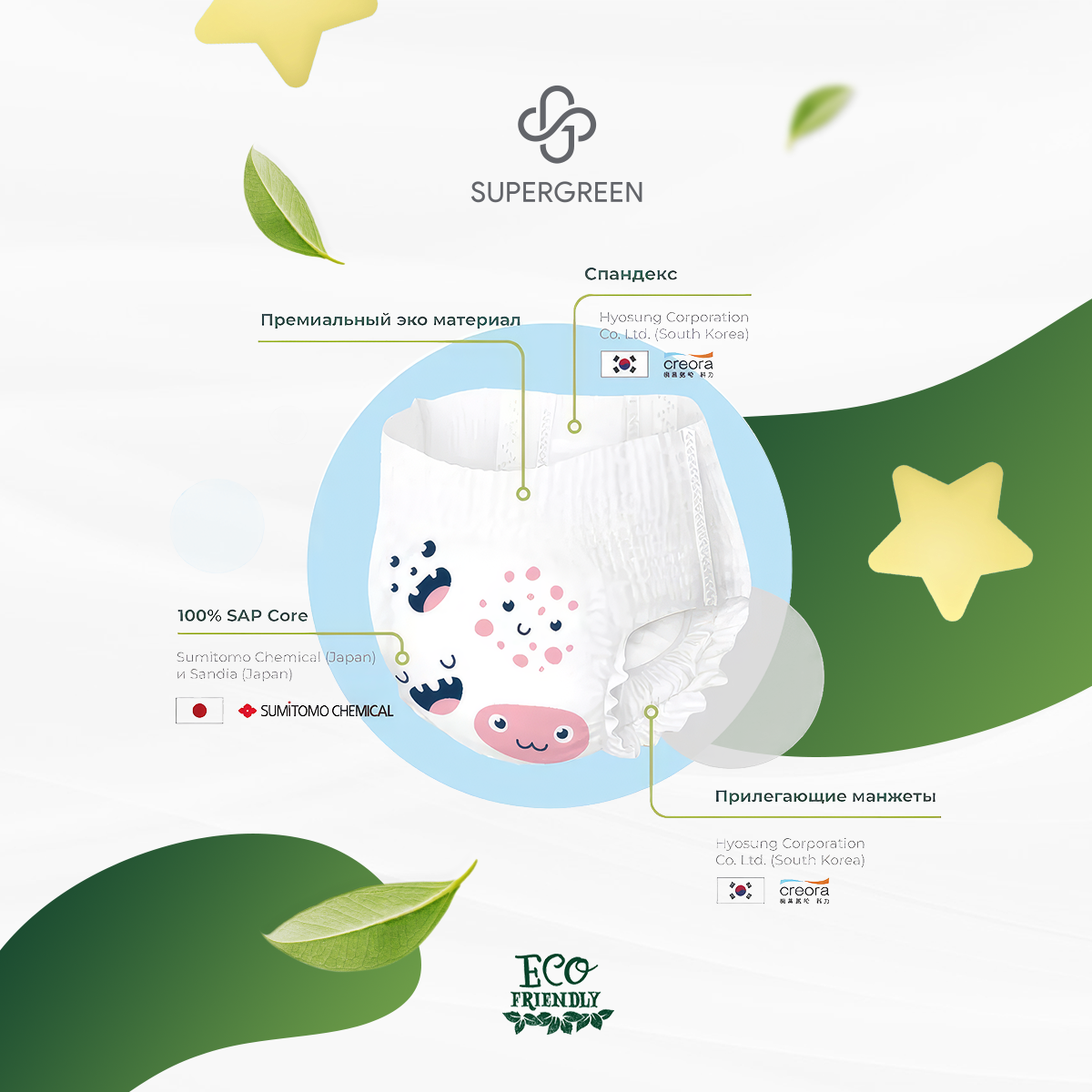 Трусики SUPERGREEN Premium M (9-13 кг) 48 шт. - фото 3