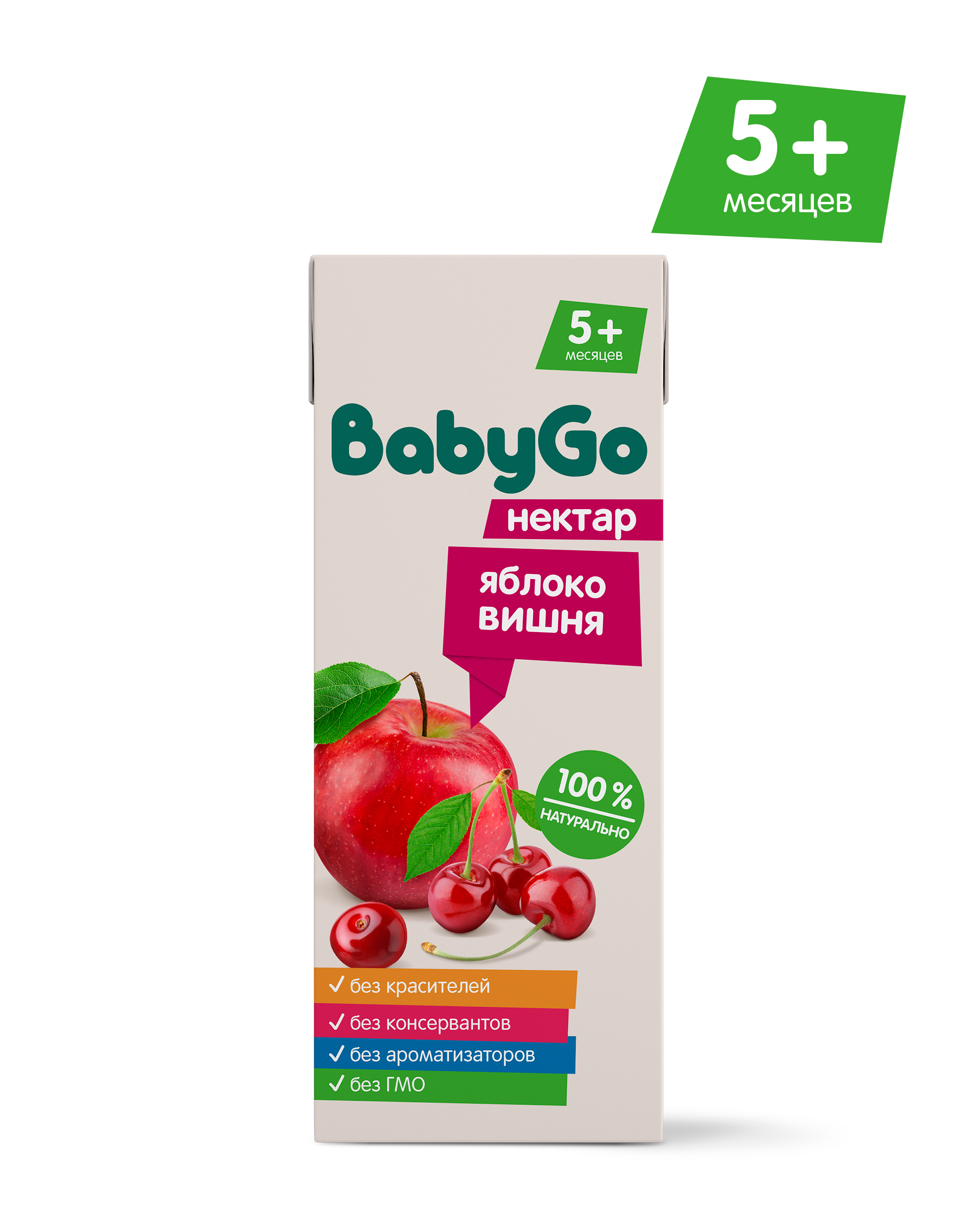 Нектар BabyGo Яблоко-вишня с 5 мес 0.2 л - фото 1