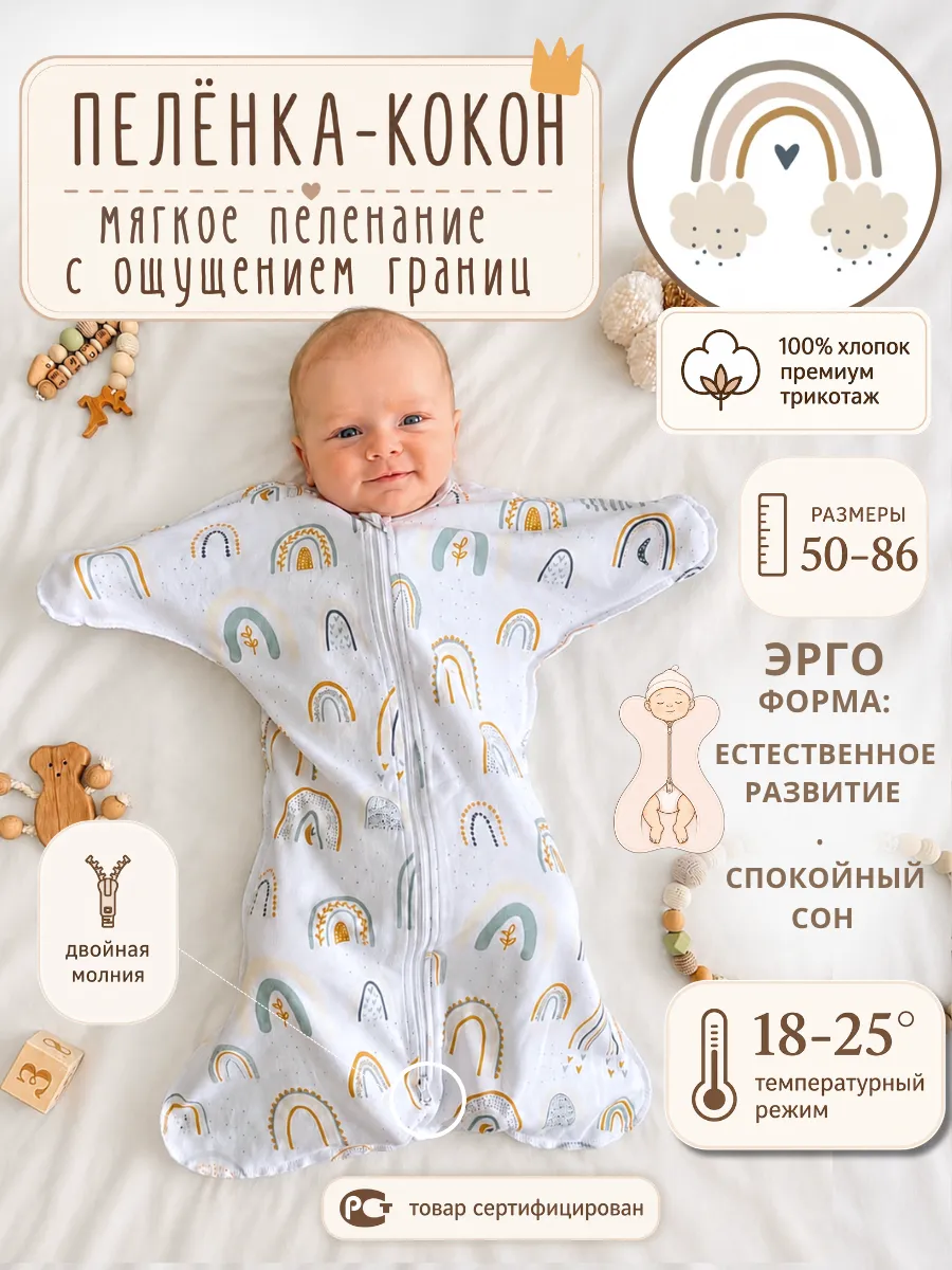 Конверт пеленальный (кокон) Твоя ИНАЯ Бохо белый - фото 2
