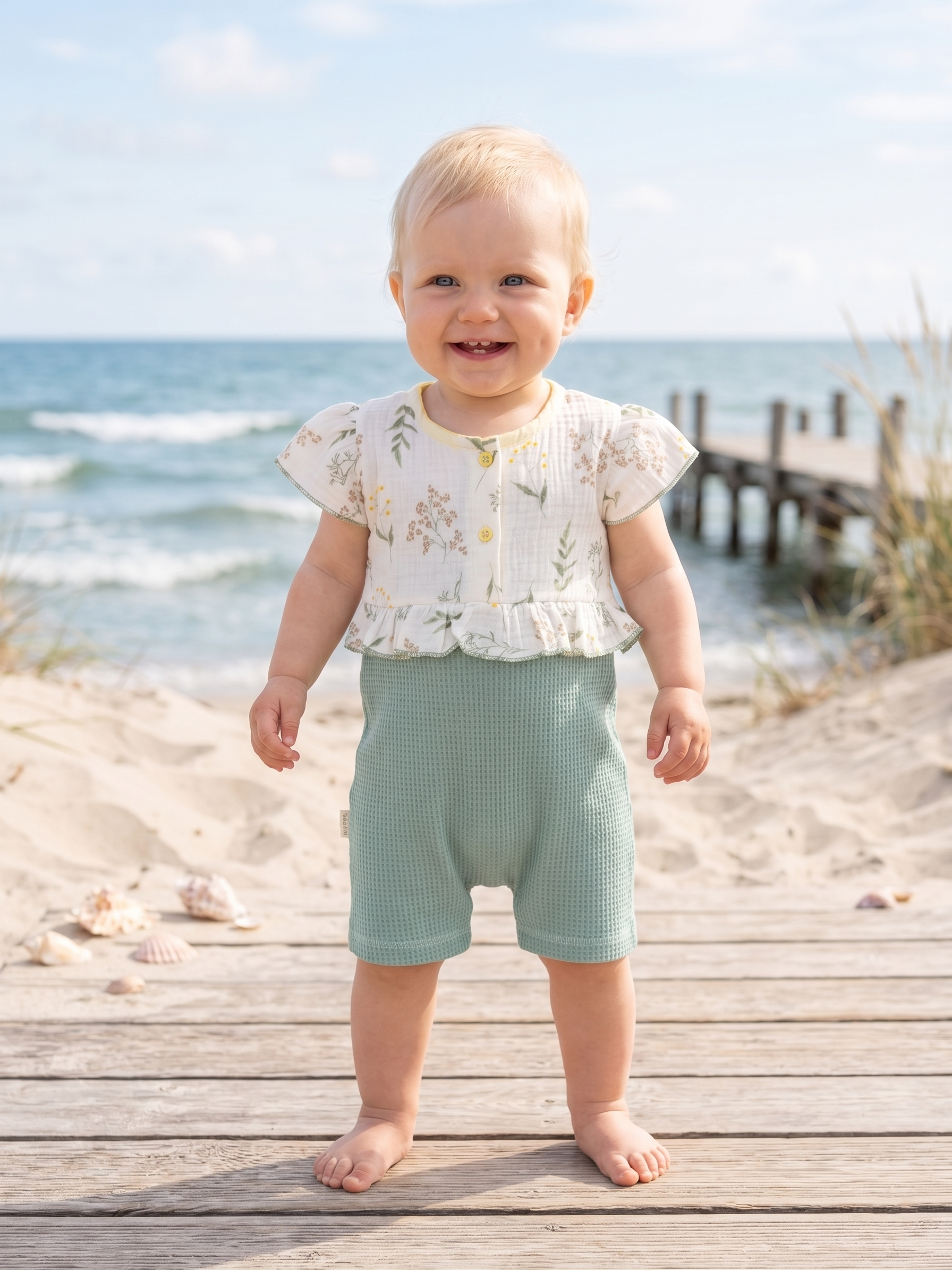 Песочник ТРИЯ 930 интерлок(вафли) зеленый муслин "ботаника" - фото 7