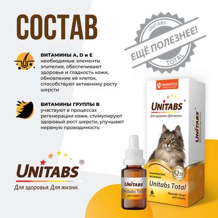 Витамины для кошек Unitabs Тотал с Q10 20мл
