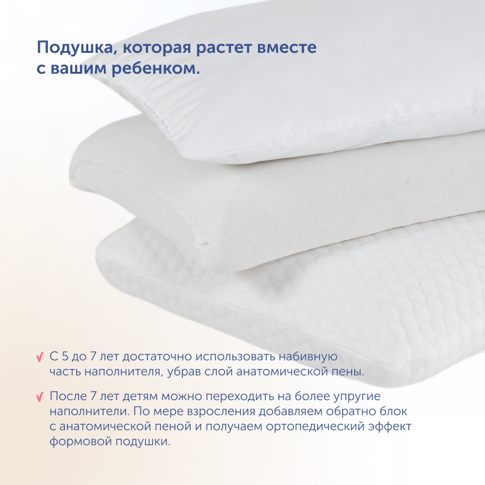 Ортопедическая подушка buyson BuySunny от 5 лет 40х60 см высота 13 см - фото 4