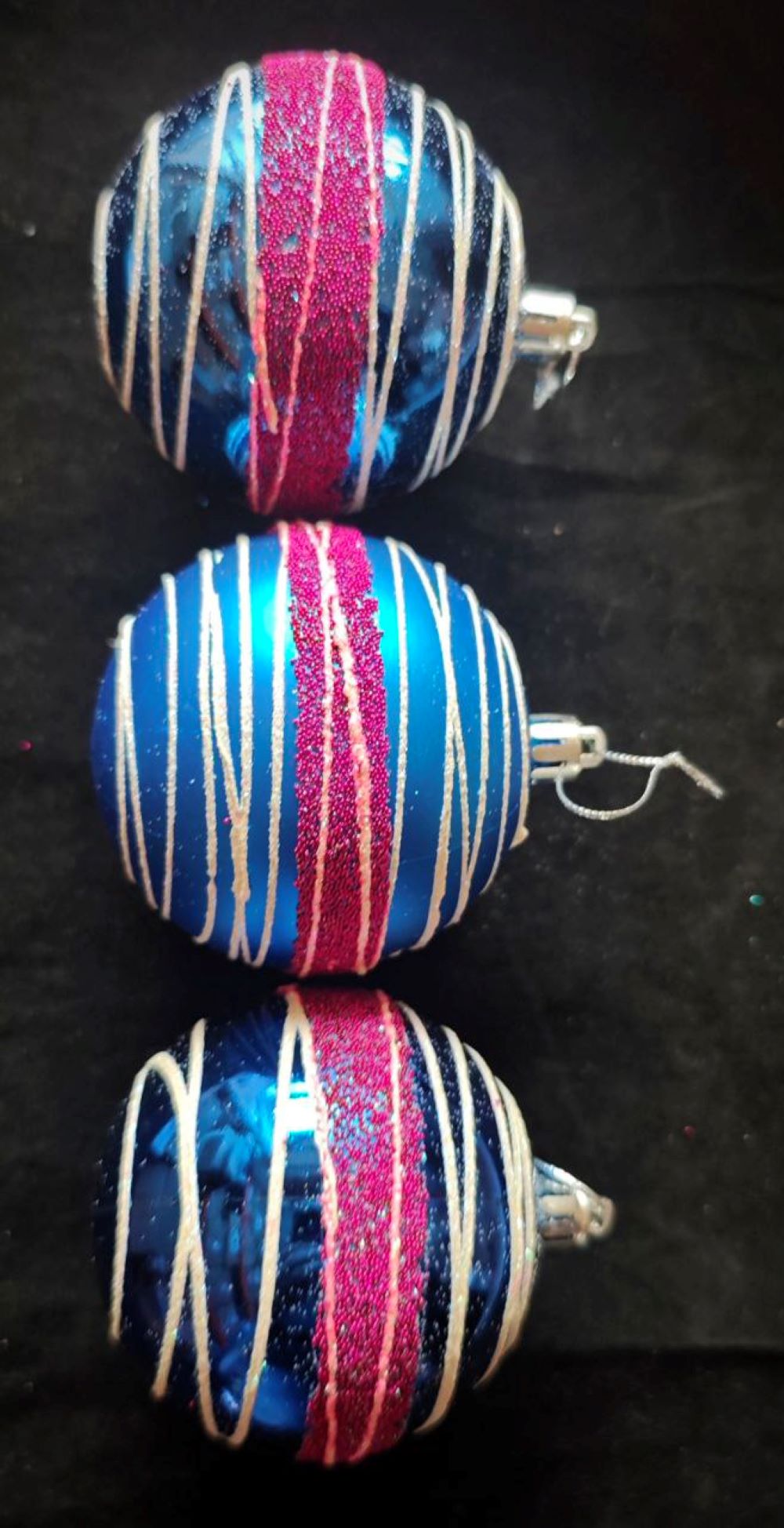 Набор Шаров 8см (3шт) (синий) Магия праздника NY133 - фото 1