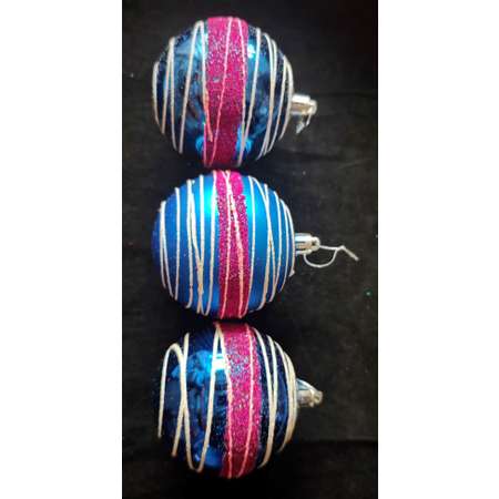 Набор Шаров 8см (3шт) (синий) Магия праздника NY133