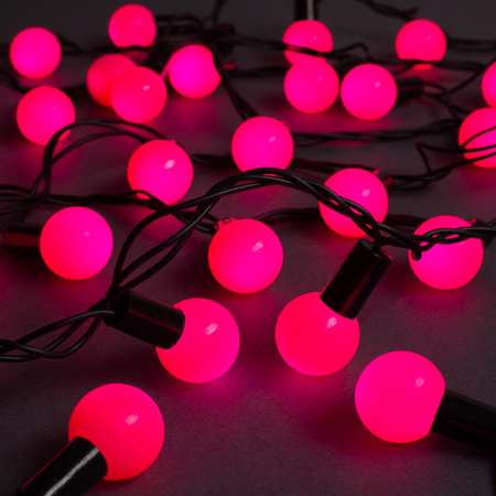 Гирлянда Luazon «Нить» «Шарики 2.5 см» IP44 тёмная нить 100 Led свечение розовое 8 режимов 220 В