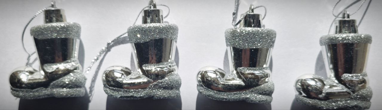 Украшение ёлочное Магия праздника Сапожки 4 см 4 шт 9 Серебро - фото 1