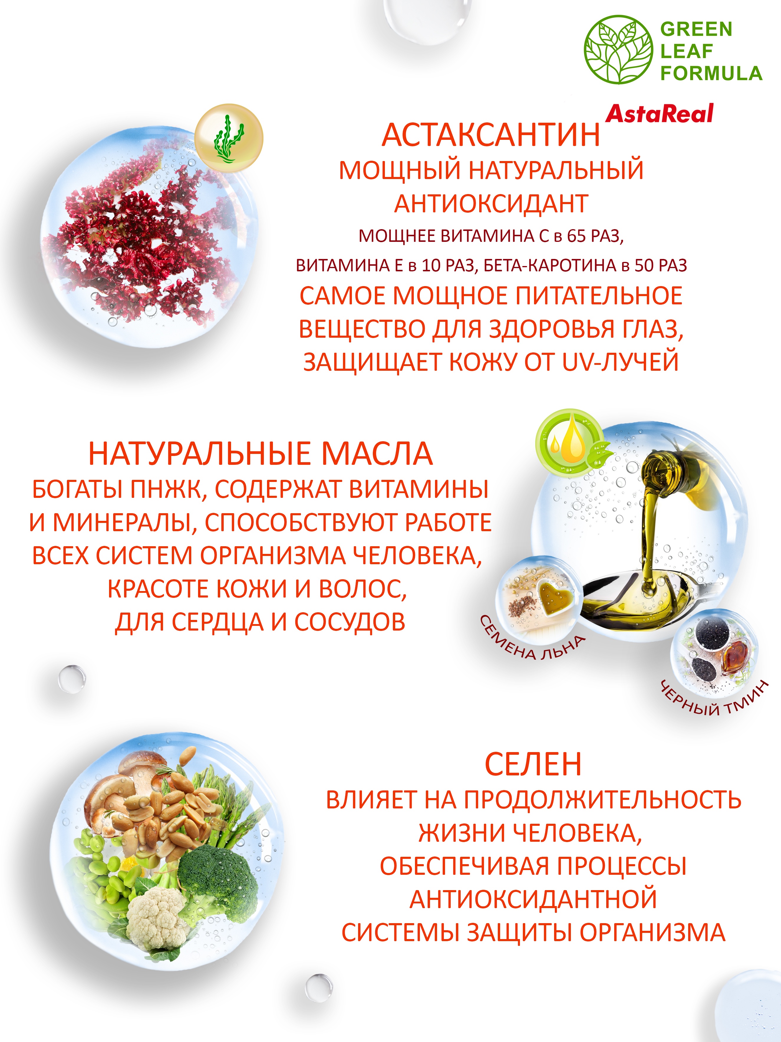 Астаксантин антиоксиданты Green Leaf Formula витамины для кожи волос и ногтей для глаз селен витамины омега 3-6-9 - фото 4