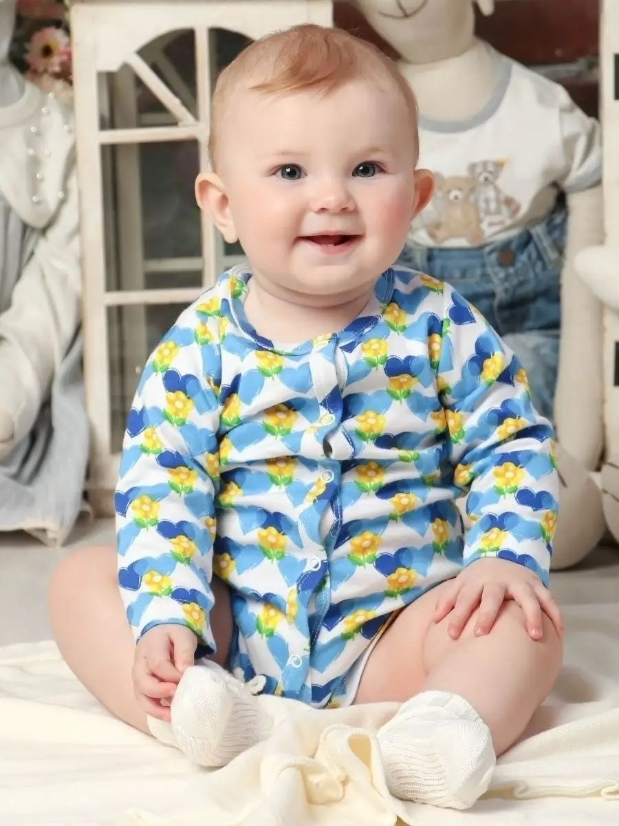 Боди Linas baby 1239-9W Белый-Синий - фото 1