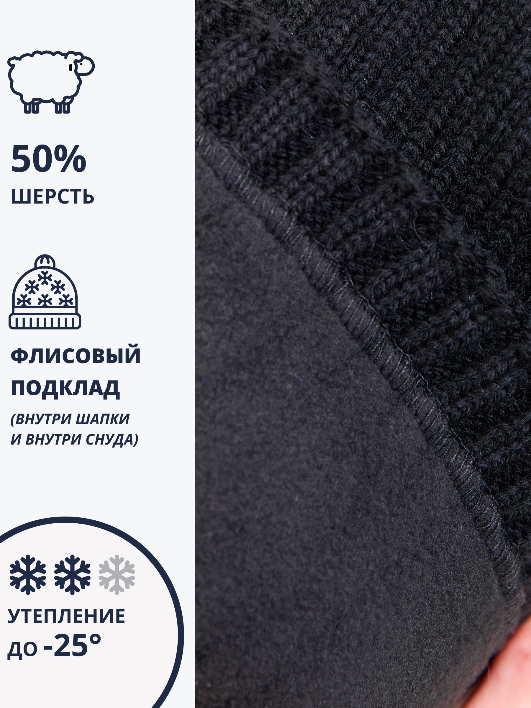 Шапка и снуд NYCkids NYC-H-104-GplainW-DgreyB - фото 6
