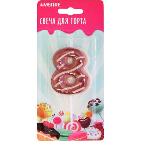 Свеча-цифра для торта deVENTE Donut 8, размер свечки 5,9x4,4x1 см, с 3D декором