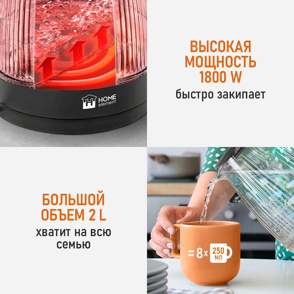 Чайник электрический HOME ELEMENT HE-KT2307 - фото 2