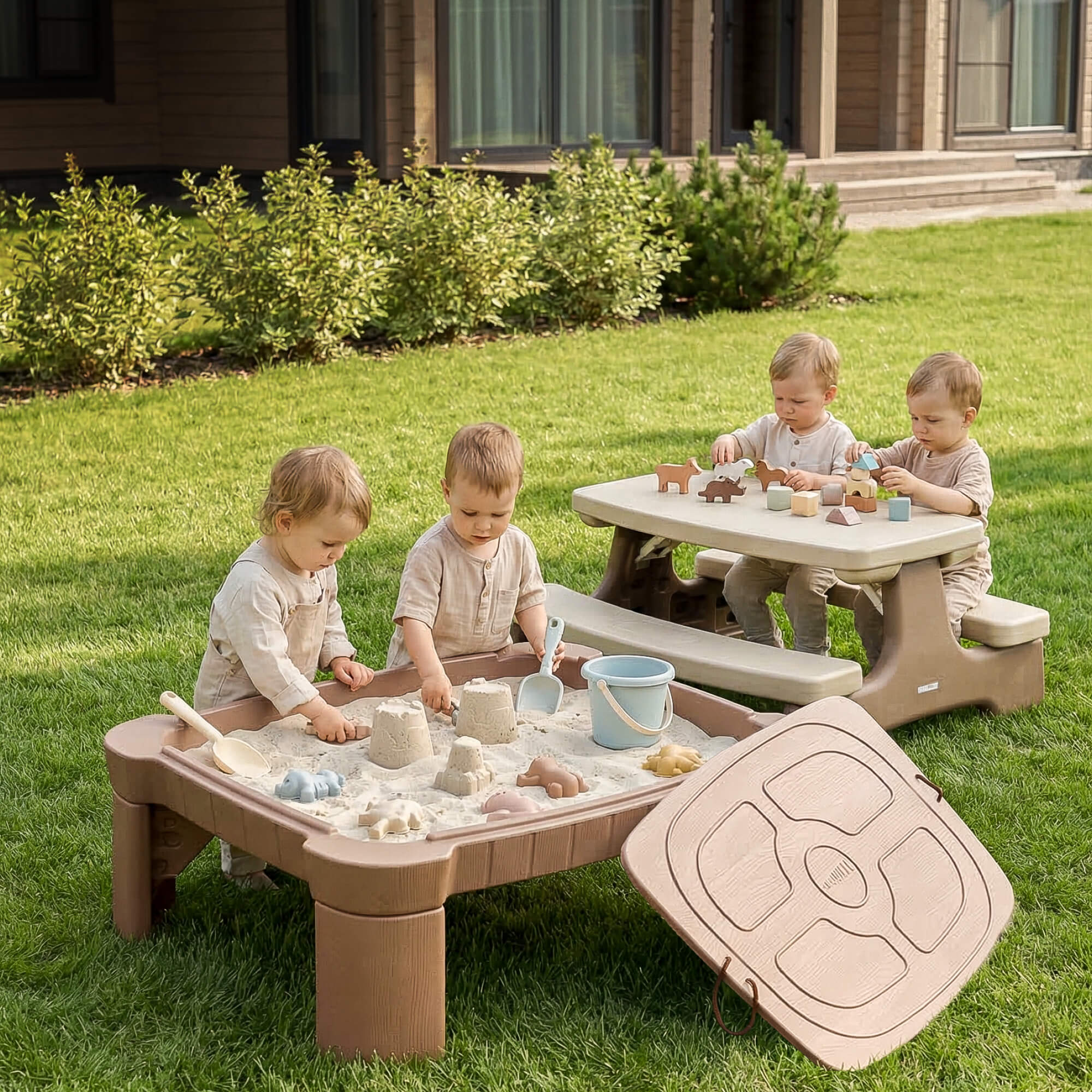 Песочница - столик детская UNIX Kids для игр с песком и водой 96х66х40,5 см - фото 13