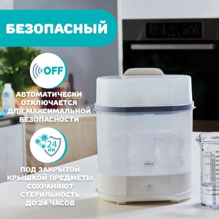 Стерилизатор для бутылочек Chicco Sterilnatural 3 в 1: полная загрузка компактный режим и стерилизация в микроволновой печи