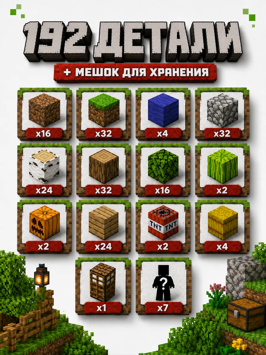 Конструктор MiniMinds Minecraft магнитный 192 дет. - фото 2