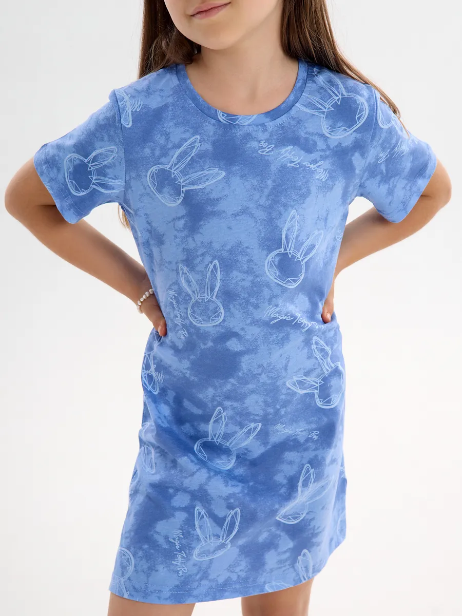Сорочка ночная YAXX 001--Туника зайка/синий (К) - фото 4
