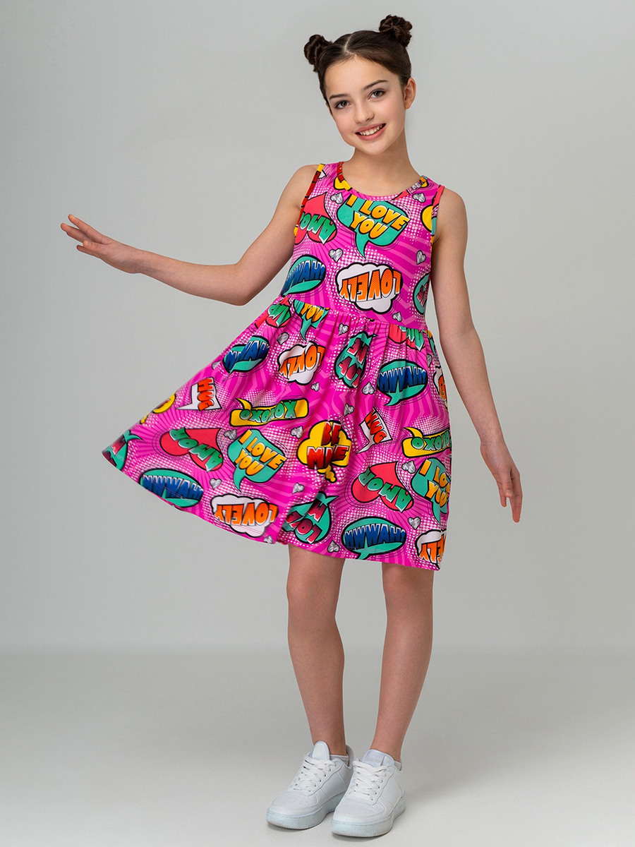 Платье HappyFox HF00199фуксия.с.надписями - фото 5