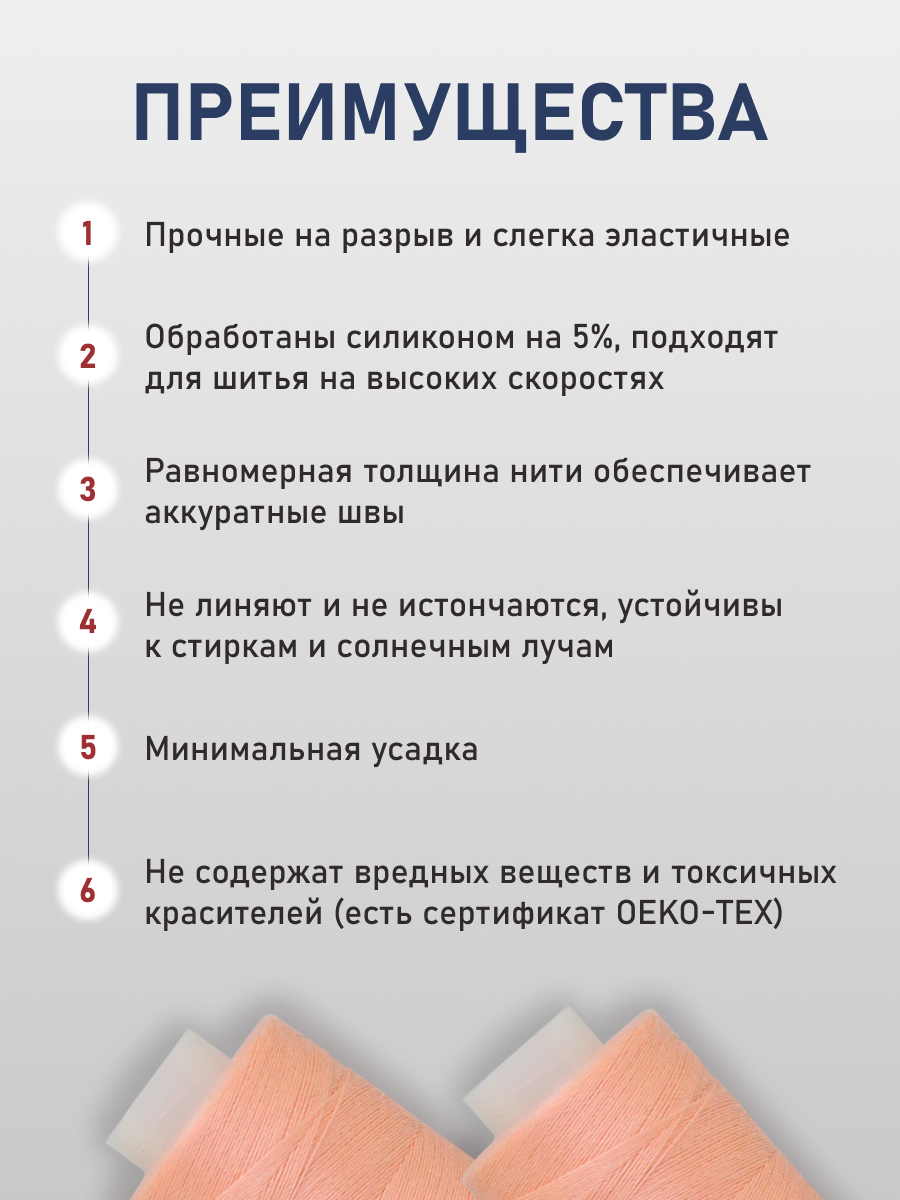 Нитки для шитья 40/2 Bestex 10шт цв 33 - фото 3