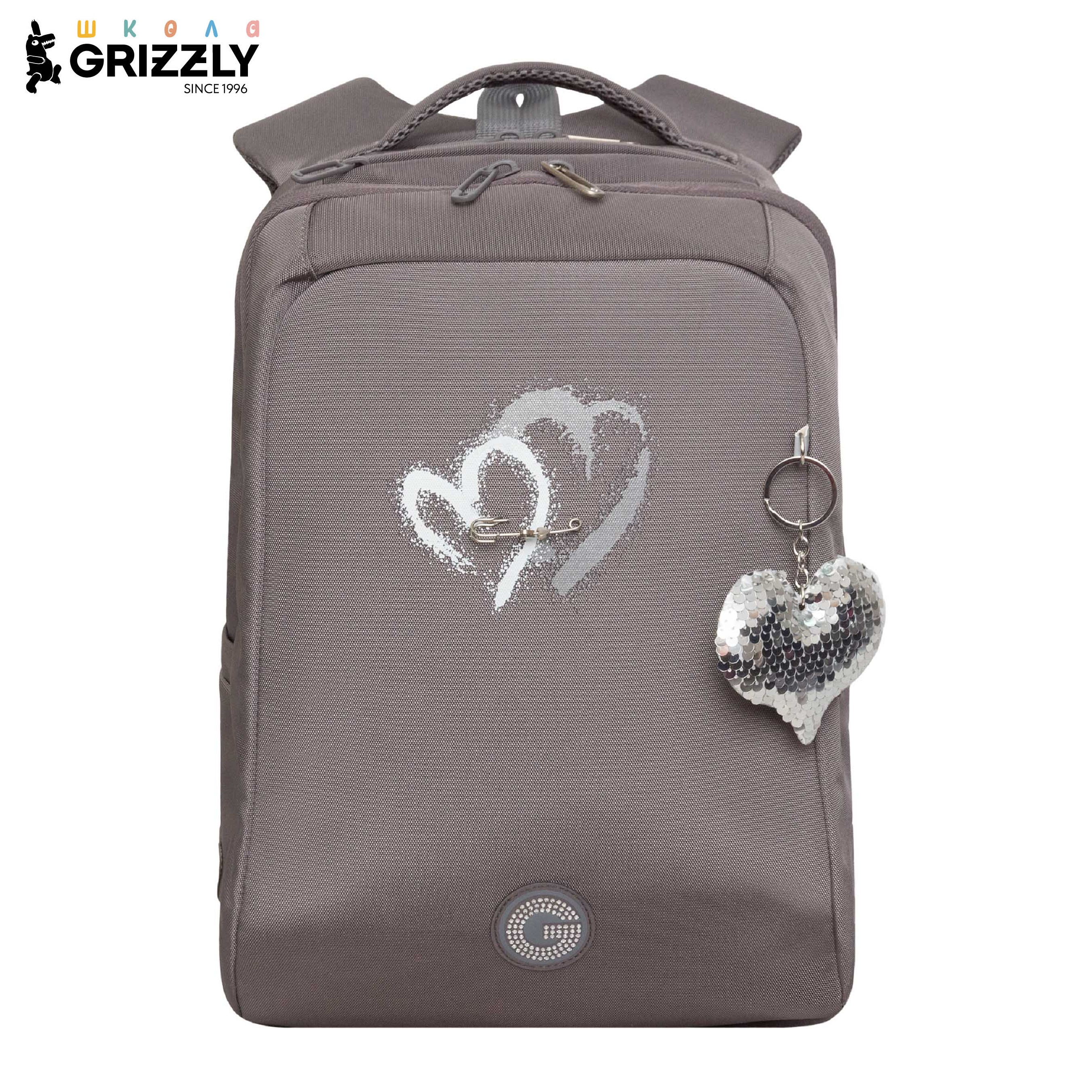 Изображение товара Школьный анатомический рюкзак Grizzly для девочки с отражателями