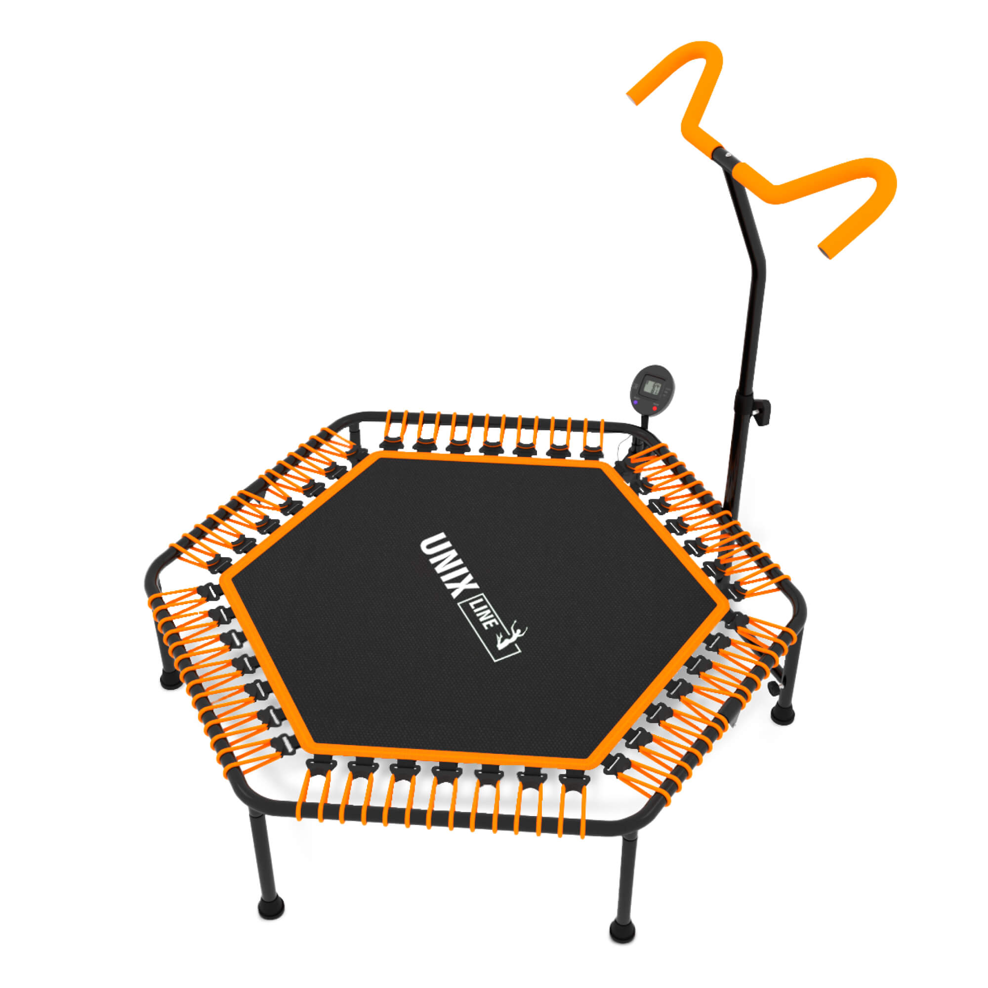 Батут fitness pro orange UNIX line спортивный с ручкой диаметр 125 см до 130 кг счетчик прыжков - фото 14