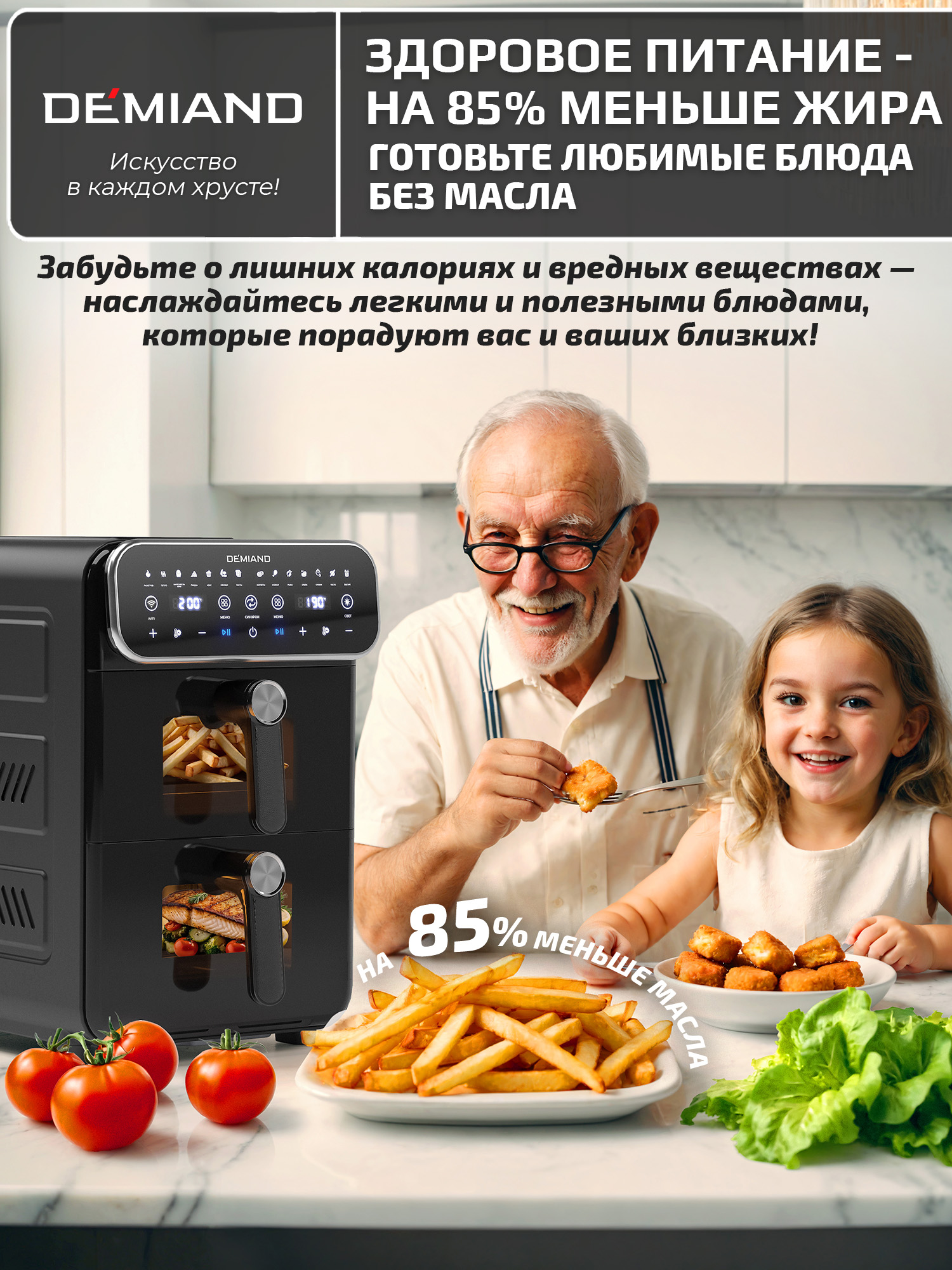 Аэрогриль DEMIAND Duos с Wi-Fi 14 л - фото 17