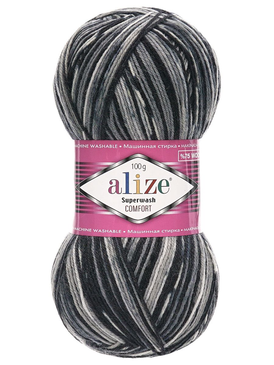 Пряжа Alize теплая для вязания носков Superwash Comfort Socks 100г 420м 5 шт 2695 секционный - фото 4