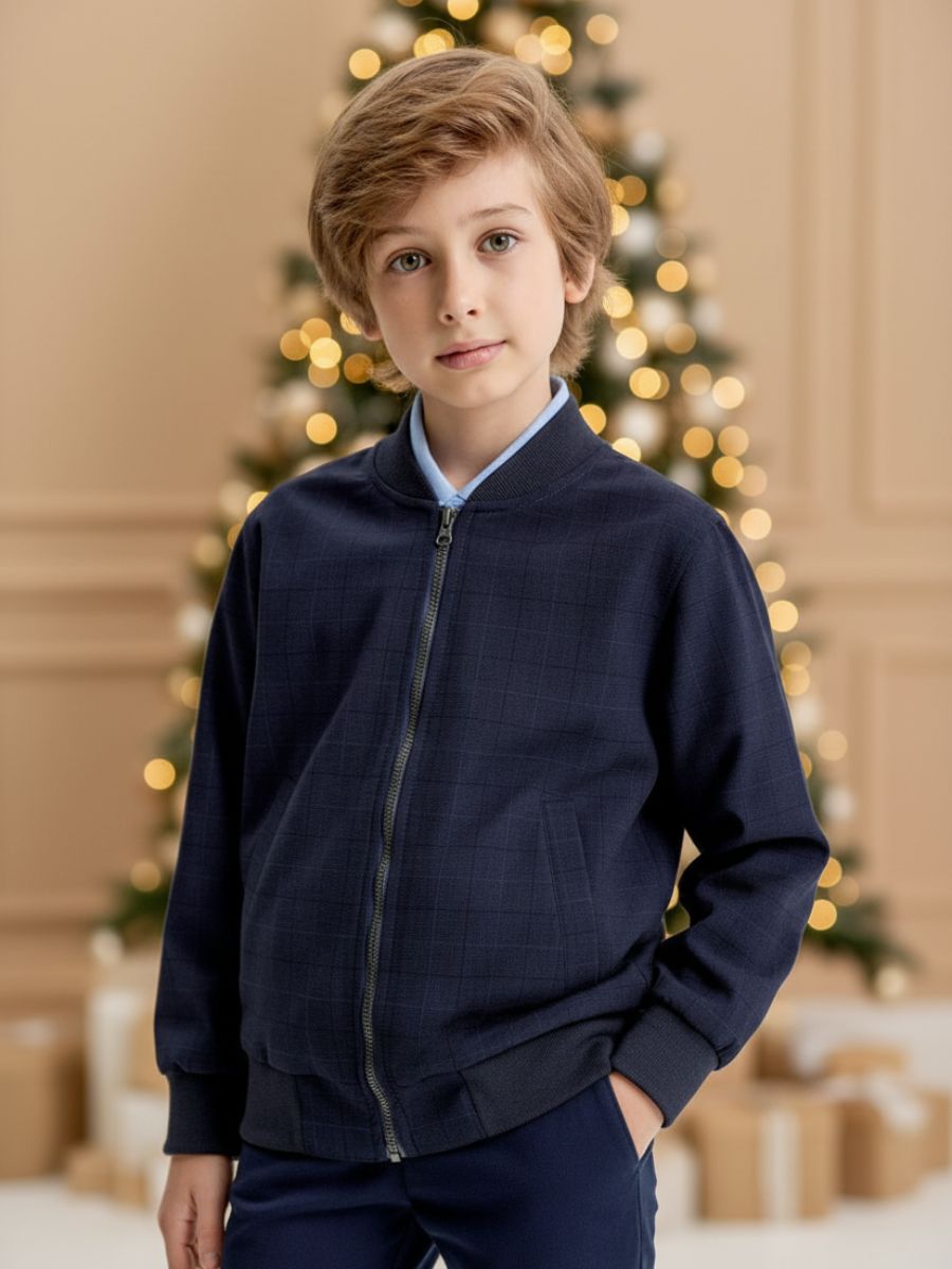 Бомбер NIKASTYLE 4ш21025 синяя клетка - фото 2