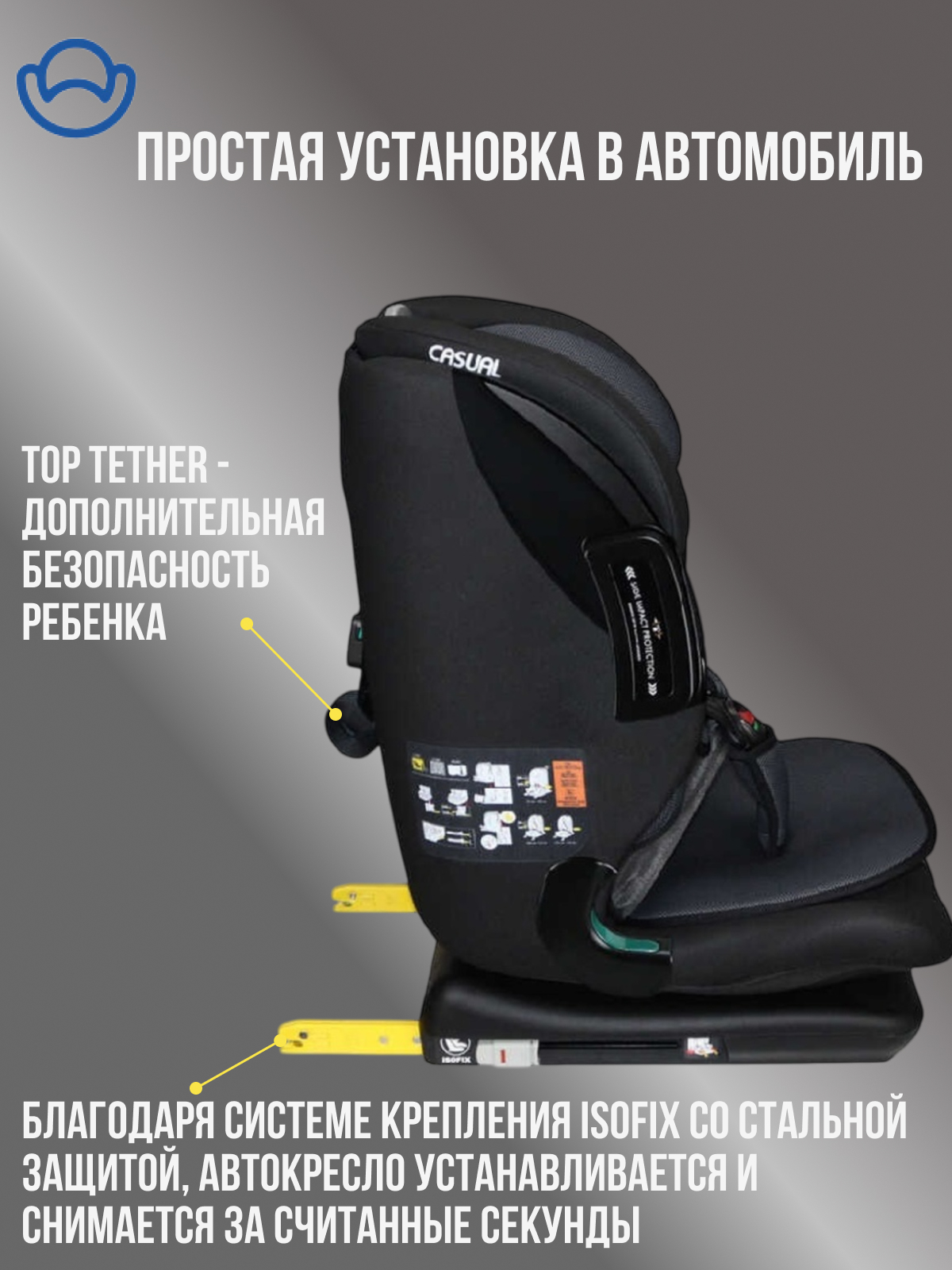 Автокресло Casual Anthrachite Isofix 1/2/3 (9-36 кг) серый - фото 7