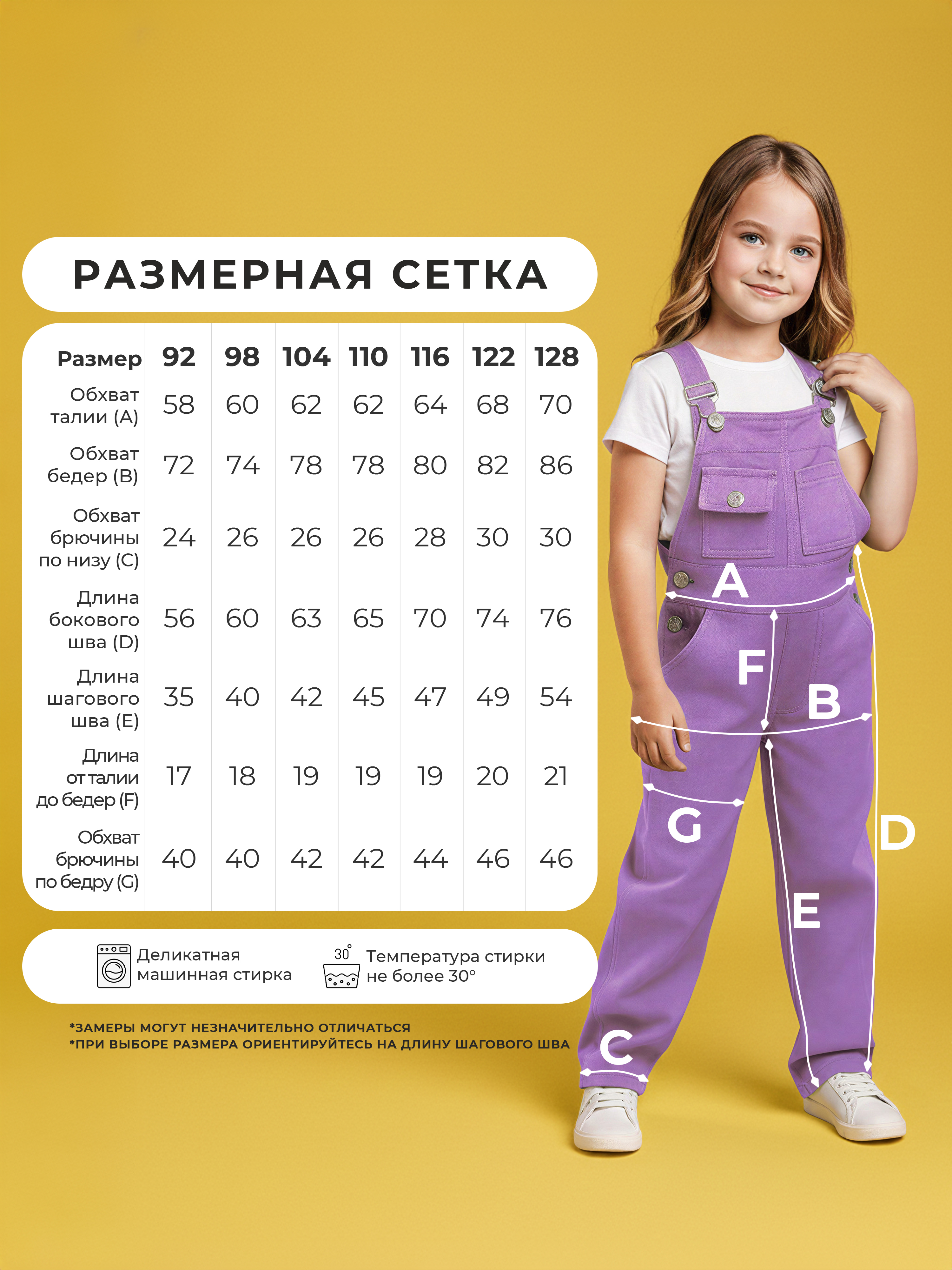 Полукомбинезон джинсовый СИНИЙ МИР FULCBD8080B-D39 - фото 5