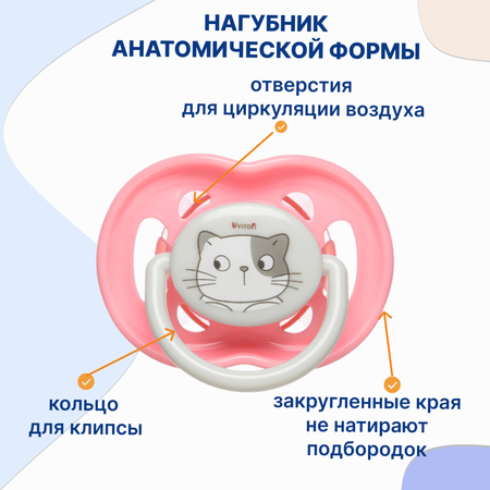 Пустышка Uviton полипропилен ортодонтическая от 0 мес. 2 шт. в ассортименте
