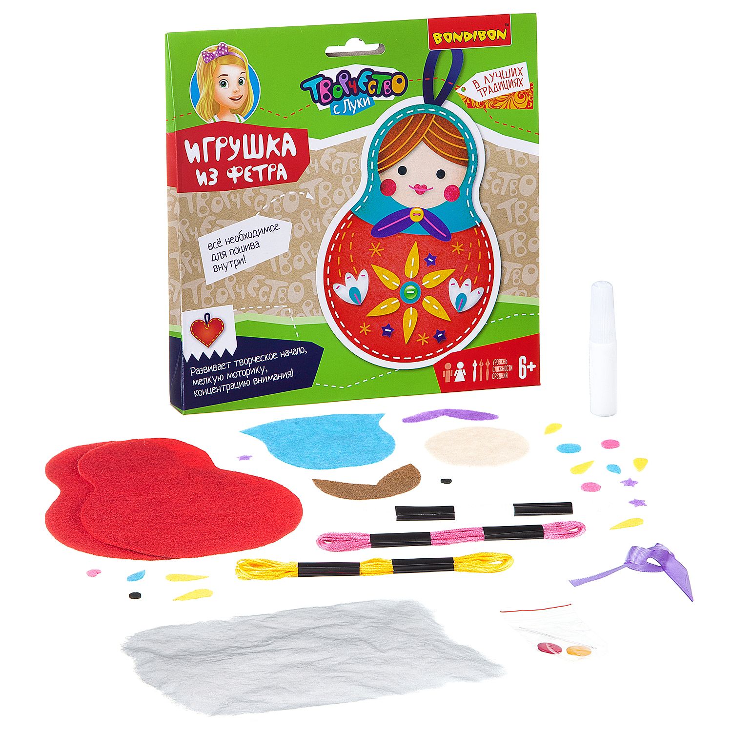 Набор для творчества Bondibon шитье игрушка из фетра Матрешка - фото 5