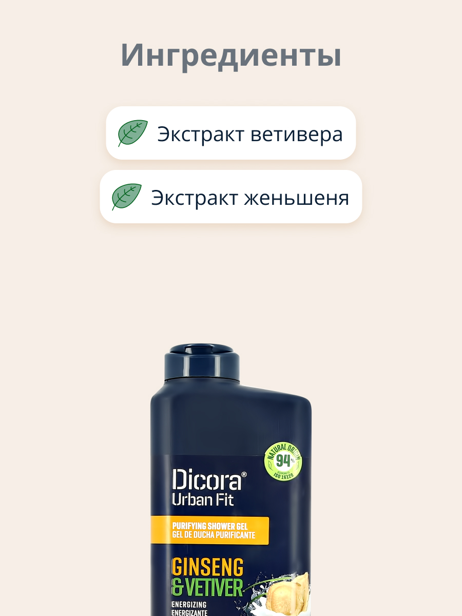 Гель DICORA URBAN FIT Ветивер и женьшень 750 мл - фото 2