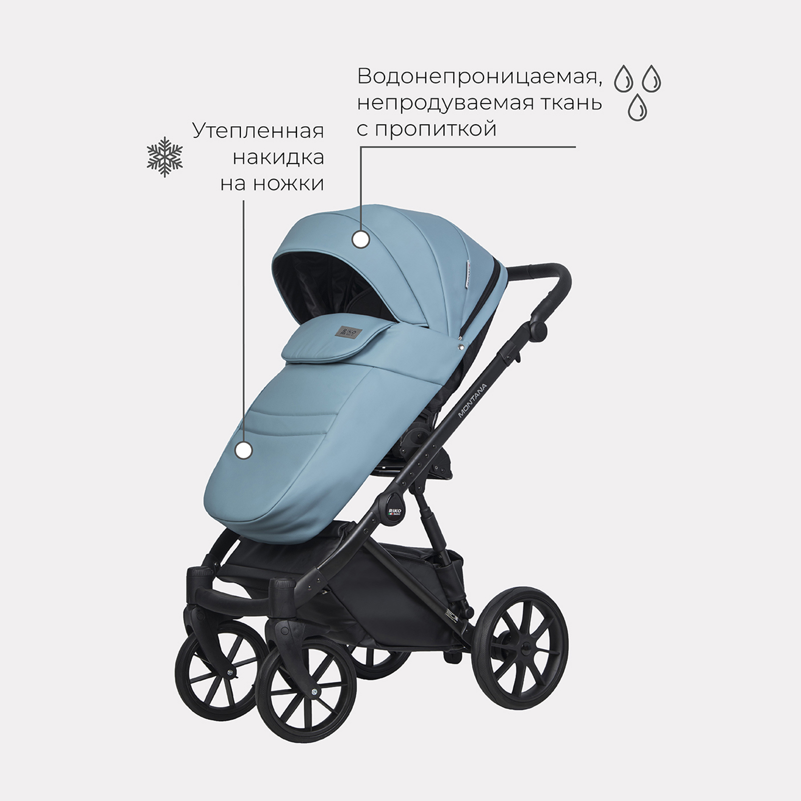 Коляска 3в1 Riko Basic Montana Ecco - фото 7